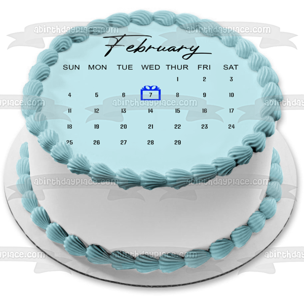 Imagen comestible para decoración de tarta con calendario azul personalizable ABPID57787