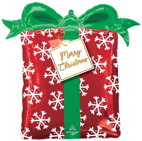 Christmas Present 27" Shaped Foil Balloon, 1ct