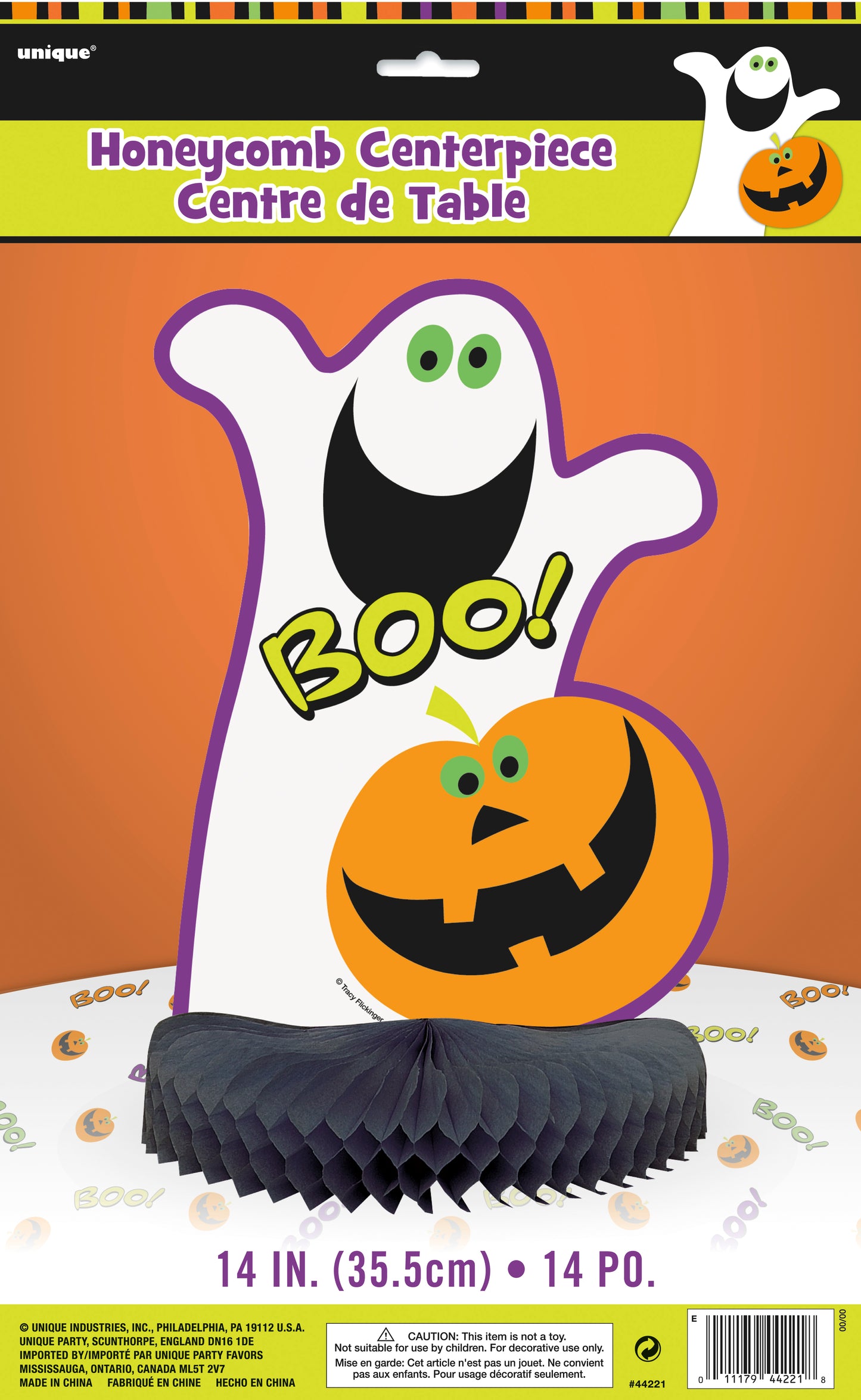 Pumpkin Boo Honeycomb 14" Centerpiece, 1ct