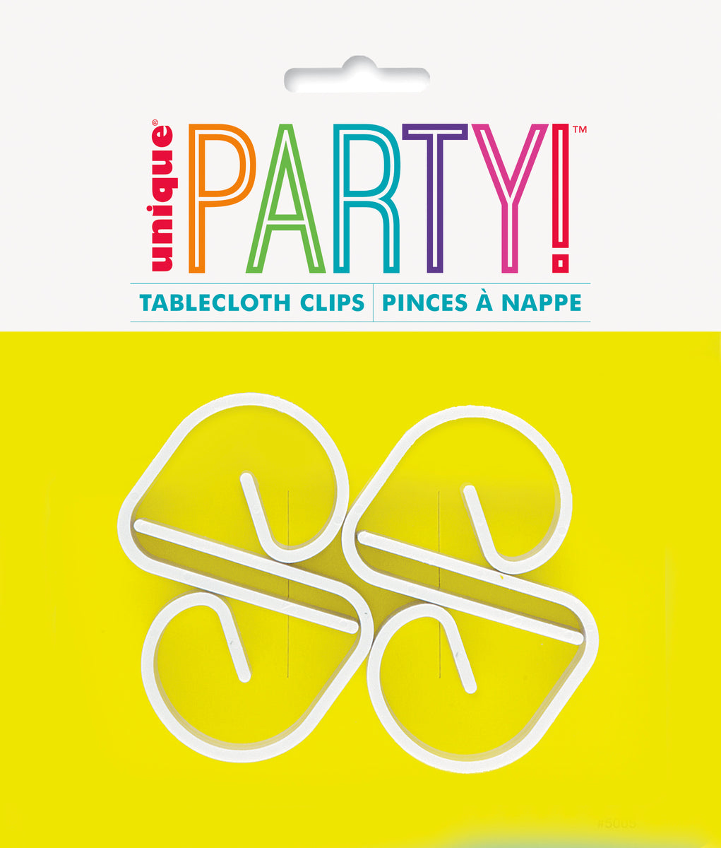 White Plastic Table Cover Clips, 4ct A Birthday Place