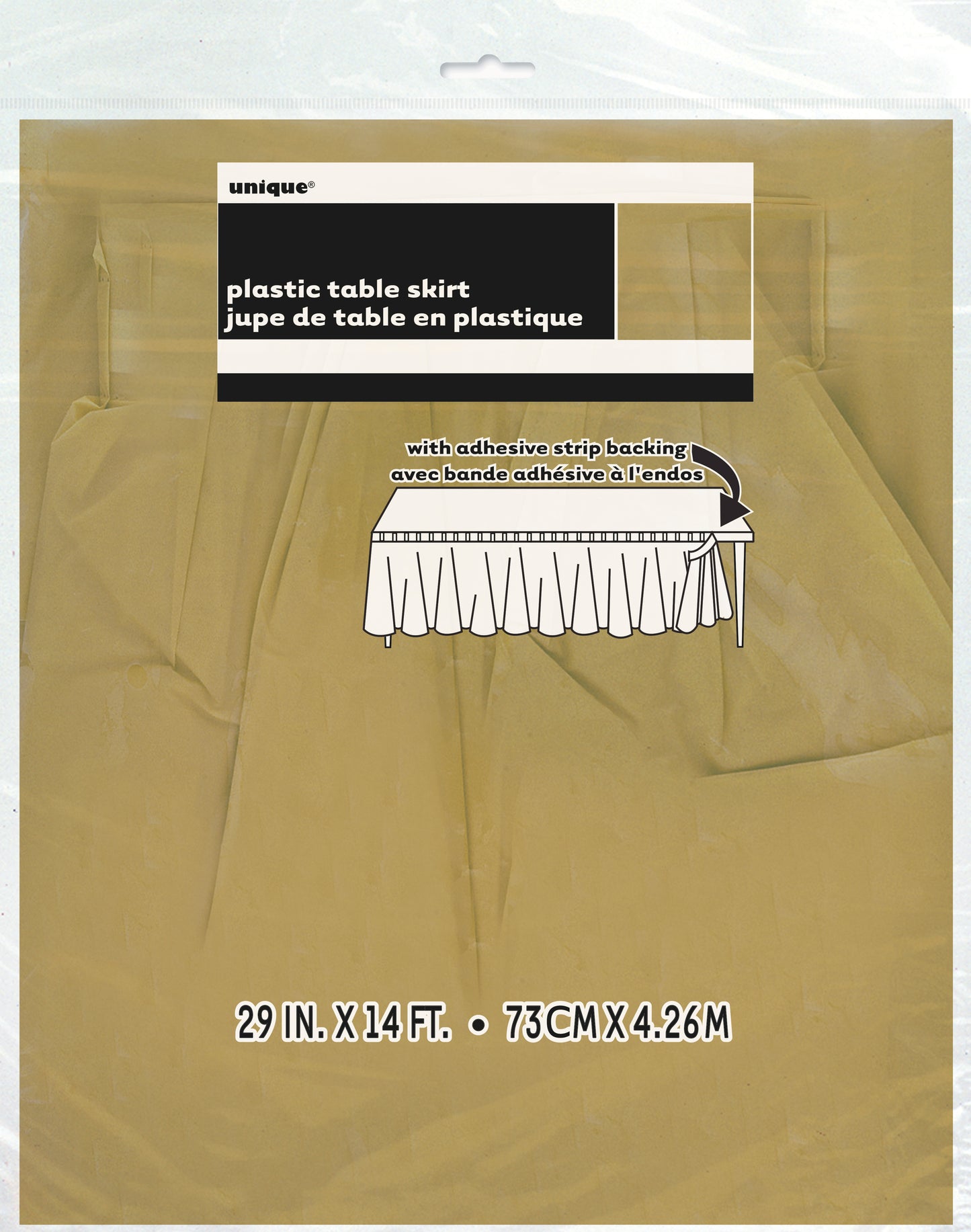 Gold Solid Plastic Table Skirt, 29"x14ft, 1ct