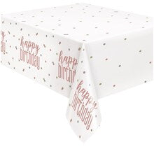 Glitz Rose Gold "Happy Birthday" Plastic Table Cover