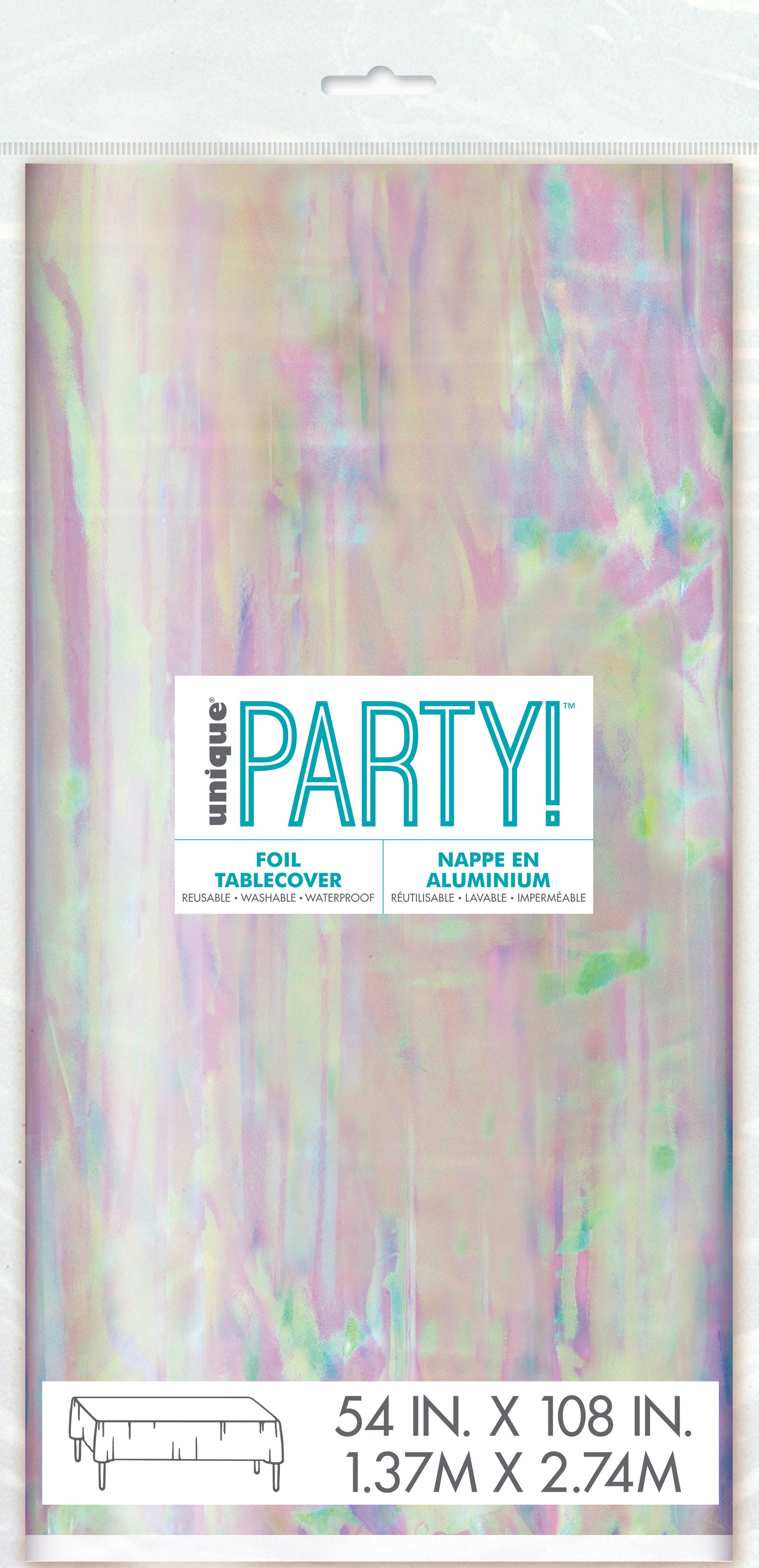 Iridescent Foil Rectangular Plastic Table Cover, 50" x 84", 1ct