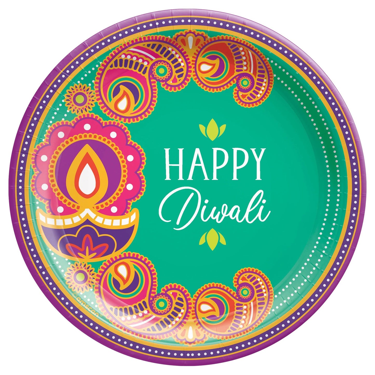 Rangoli Dream Happy Diwali 7" Round Plates, 8ct