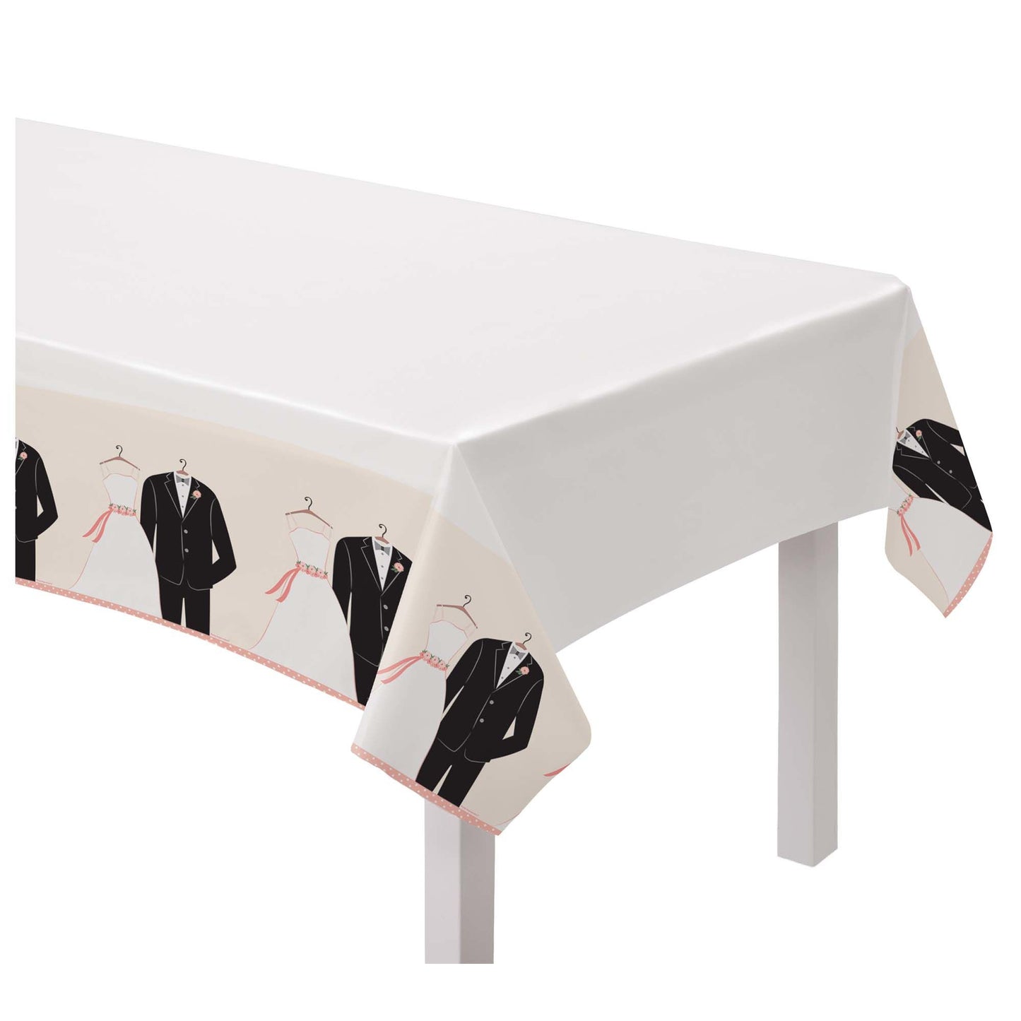Wedding Attire Plastic Table Cover, 1ct