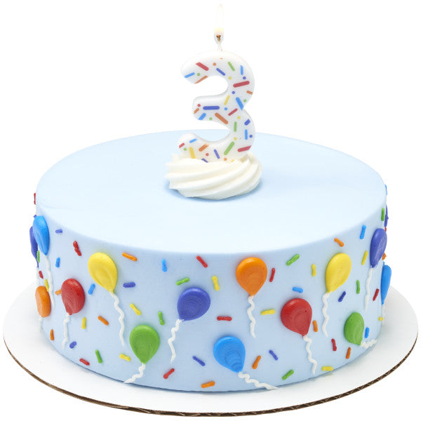 3 Rainbow Sprinkle Numeral Candles