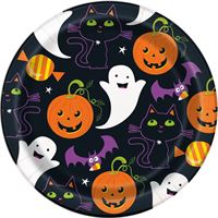 Cat & Pumpkin Round 7" Dessert Plates 8ct