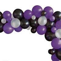 Black Purple & Silver Balloon Arch Kit 40pc