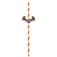 Halloween Decal Striped Paper Straws 8ct