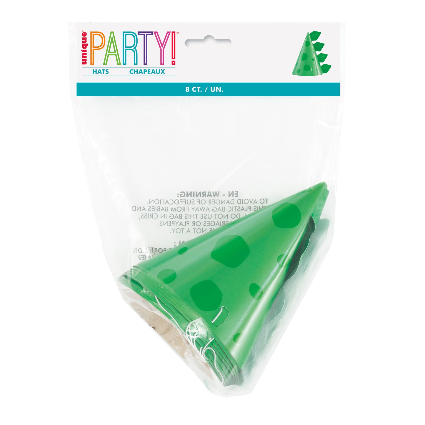 Blue & Green Dinosaur Party Hats, 8ct