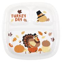 Turkey Day Divided 8.5" x 9.25" Plates 8ct