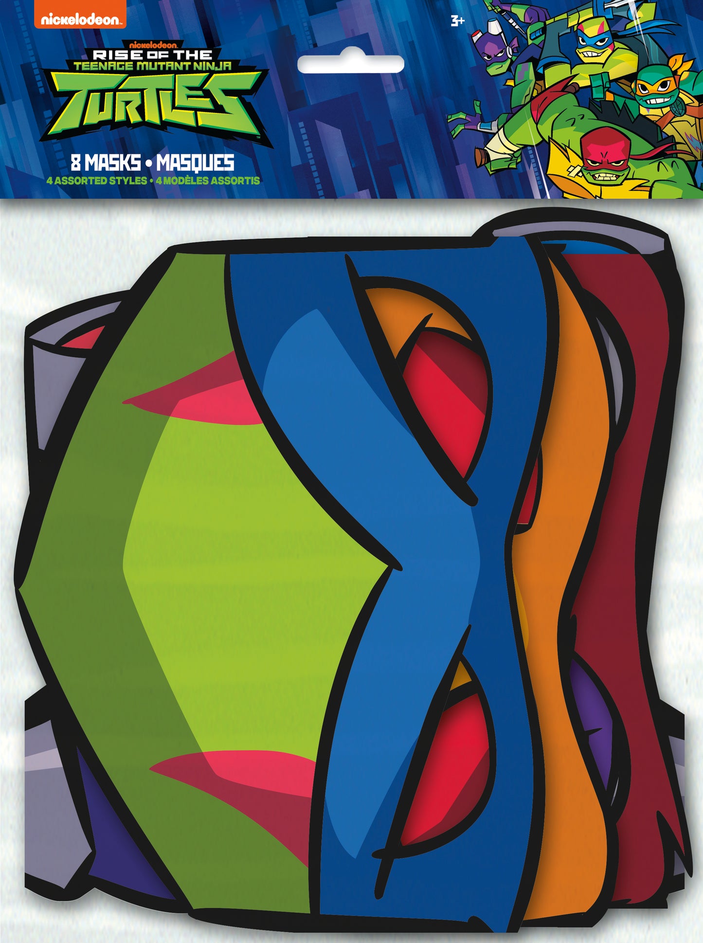 Máscaras de fiesta Rise of the TMNT, 8 unidades