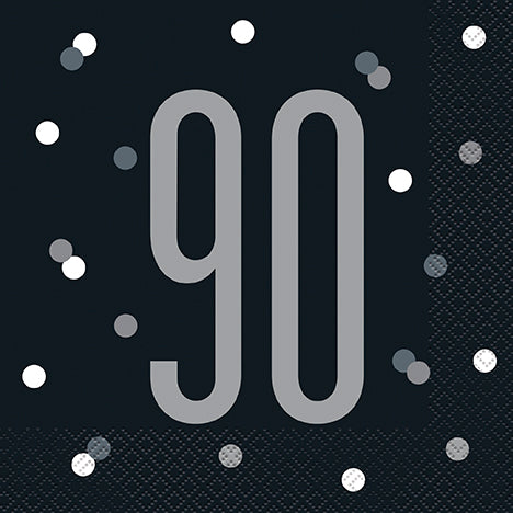 Servilletas de almuerzo Glitz en negro y plateado "90", 16 unidades