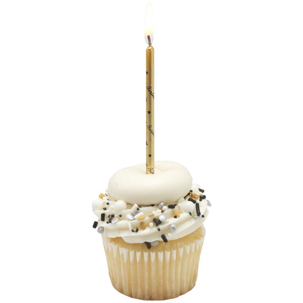 Gold with Black Happy Birthday Print Specialty Candles