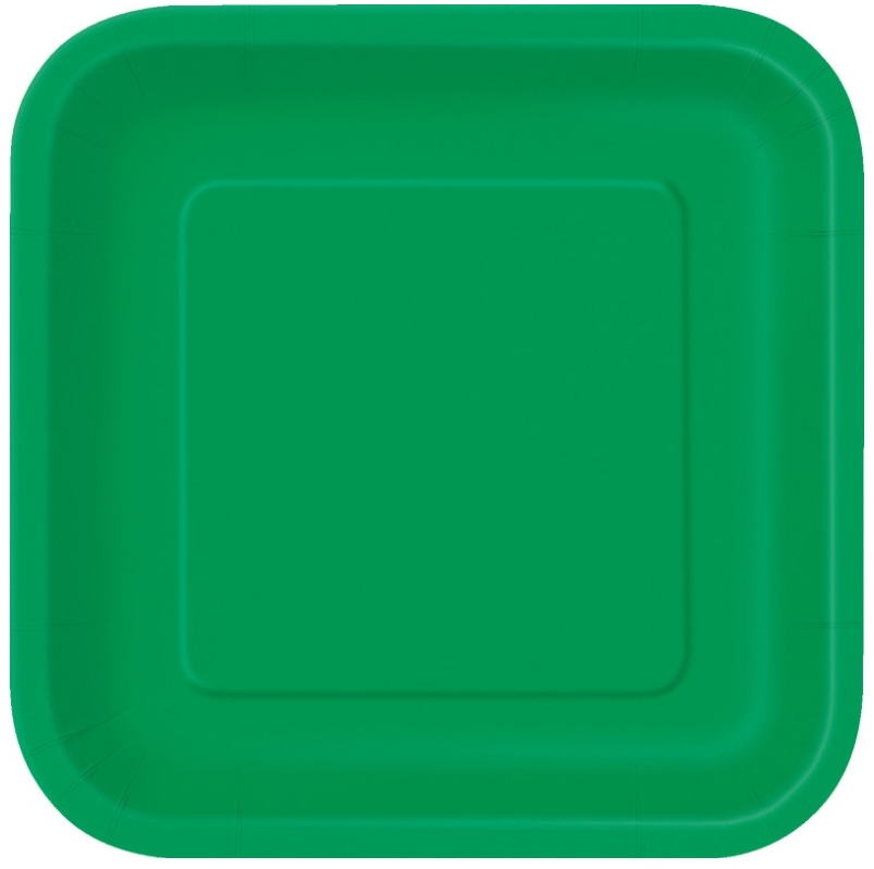 Emerald Green Solid Square 7" Dessert Plates, 16ct