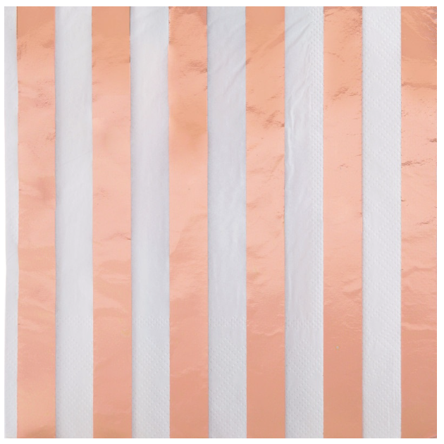 Rose Gold Foil Stripes Luncheon Napkins, 16ct