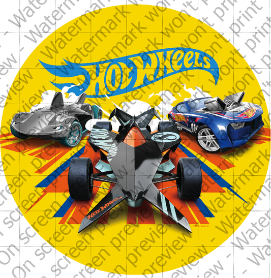 Hot Wheels Burnin' Rubber Edible Cake Topper Image