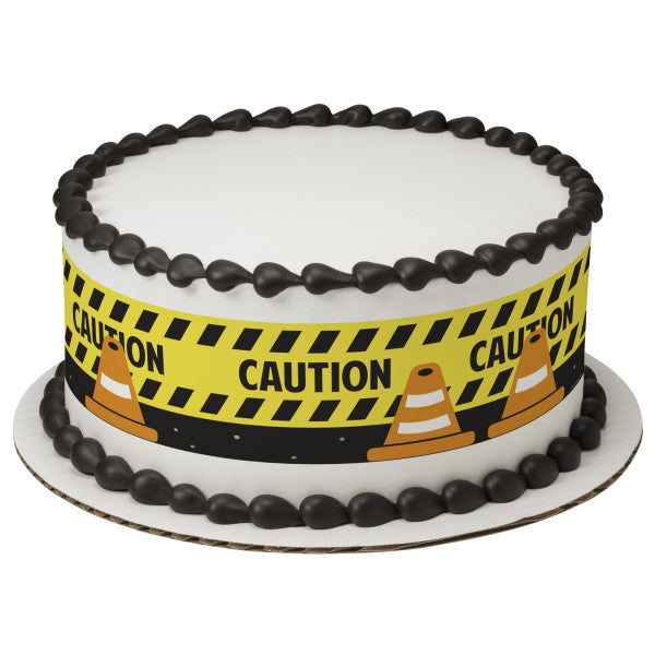 Caution Tape with Cones Edible Cake Topper Image Strips