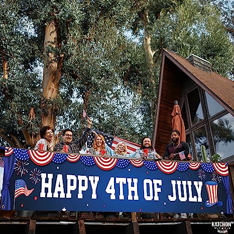 Happy 4th of July Fabric Banner, 1ct