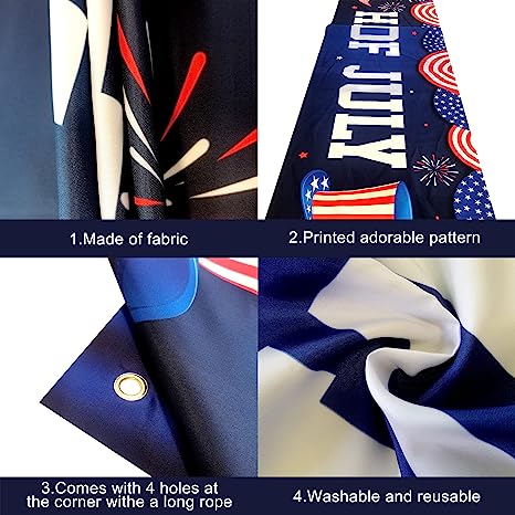 Happy 4th of July Fabric Banner, 1ct