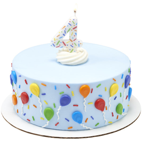 4 Rainbow Sprinkle Numeral Candles