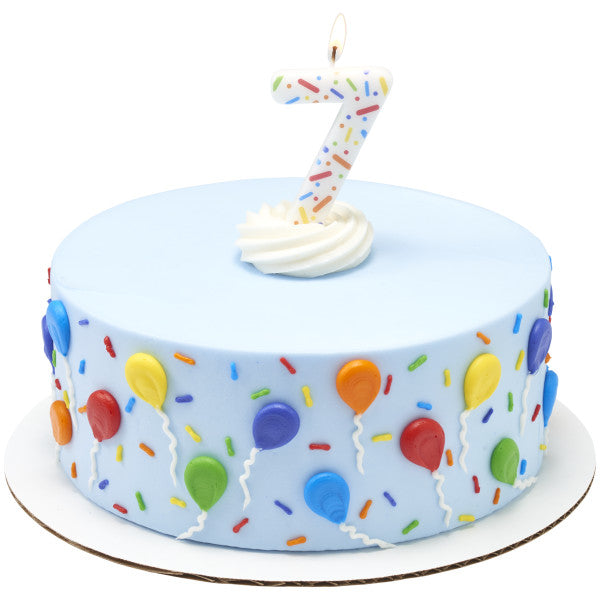 7 Rainbow Sprinkle Numeral Candles