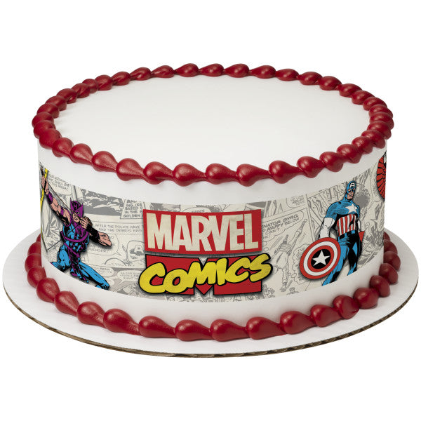 Tiras de imágenes comestibles para decoración de tartas de páginas de cómics de MARVEL Comics