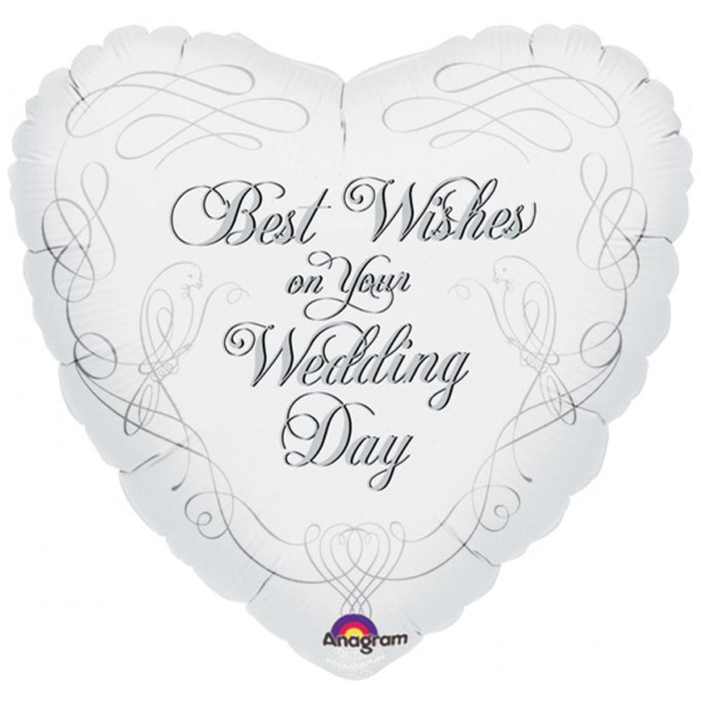 Best Wishes on Your Wedding Day 18" Heart-Shaped Balloon, 1ct