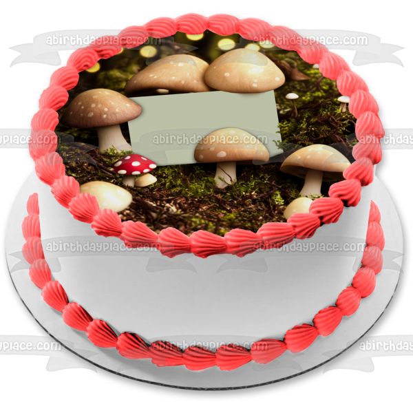 Fantasy Mushroom Forest Photo Frame Edible Cake Topper Image ABPID57749