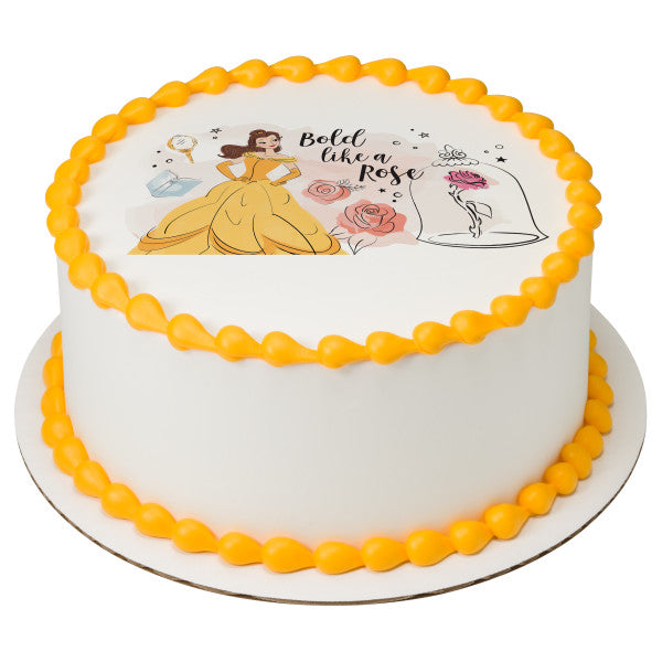 Princess Belle Bold Like A Rose Edible Cake Topper Image