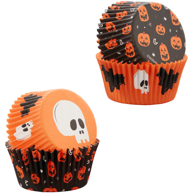 Kit de cupcakes de Halloween con calavera, murciélago y calabaza, 72 piezas