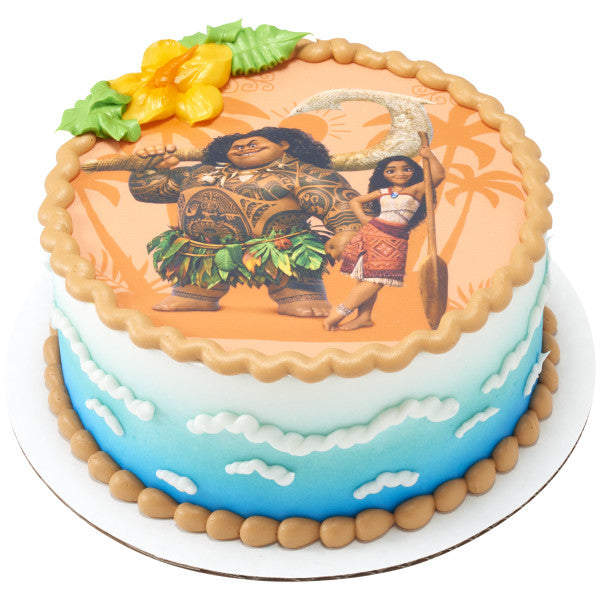 Disney's Moana 2 Moana and Maui  Edible Cake Topper Image ABPDP29875