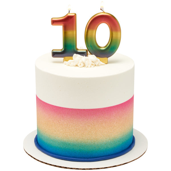 Zero (0) Rainbow Metallic Numeral Candle