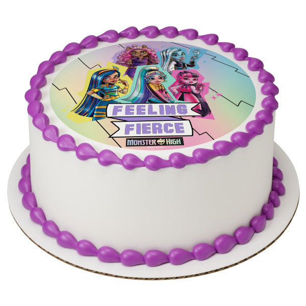 Imagen de adorno comestible para tarta Monster High Feeling Fierce