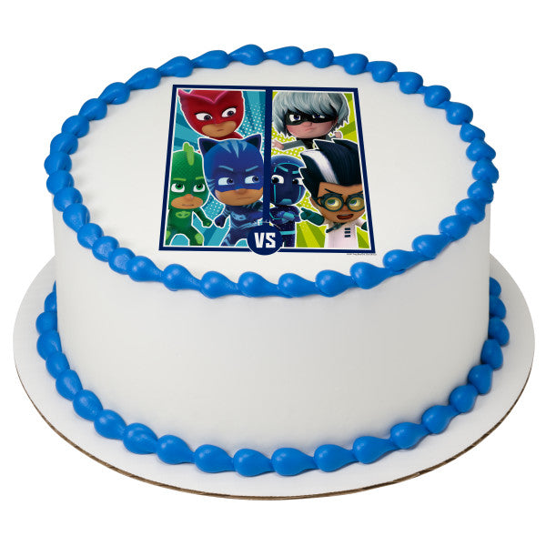 Imagen de adorno comestible para tarta de PJ Masks versus