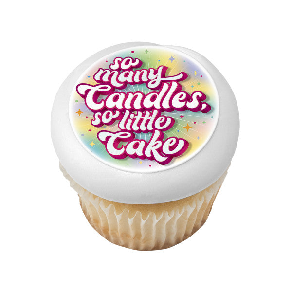 Tantas velas, tan pequeño pastel Imagen de adorno comestible para pastel