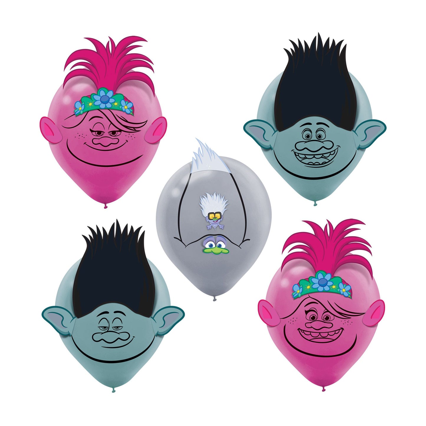 Trolls World Tour 12" Latex Balloon Decoration Kit, 6ct