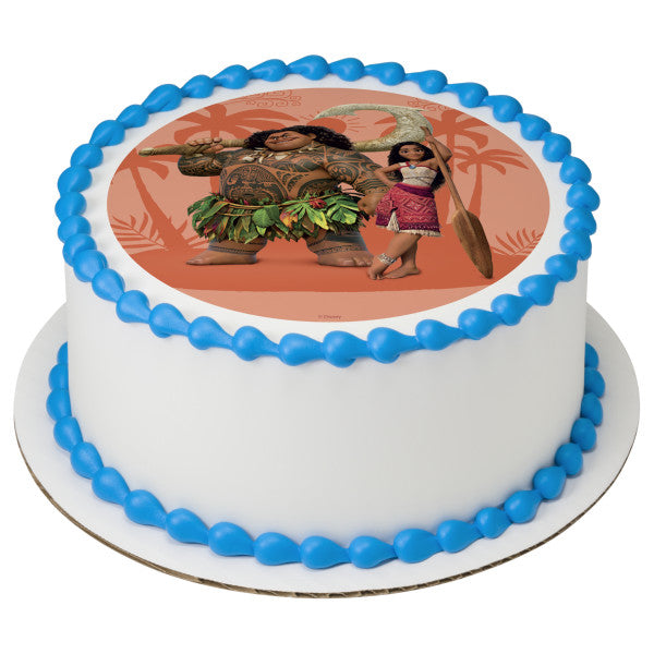 Disney's Moana 2 Moana and Maui  Edible Cake Topper Image ABPDP29875