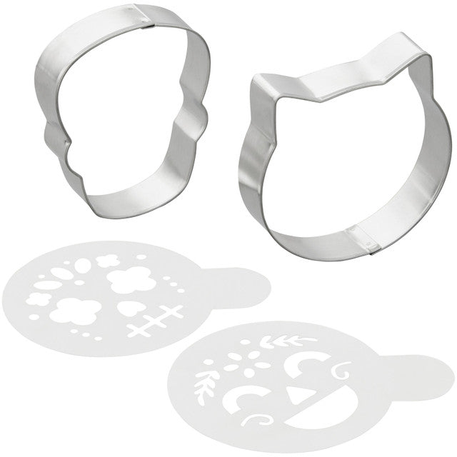 Juego de plantillas y cortadores de galletas del Día de los Muertos, juego de 4 piezas