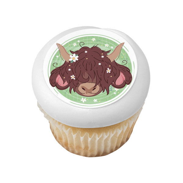 Highland Cow Edible Cake Topper Image