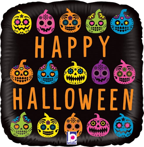 Halloween Pumpkin Sugar Skull 18" Foil Balloon