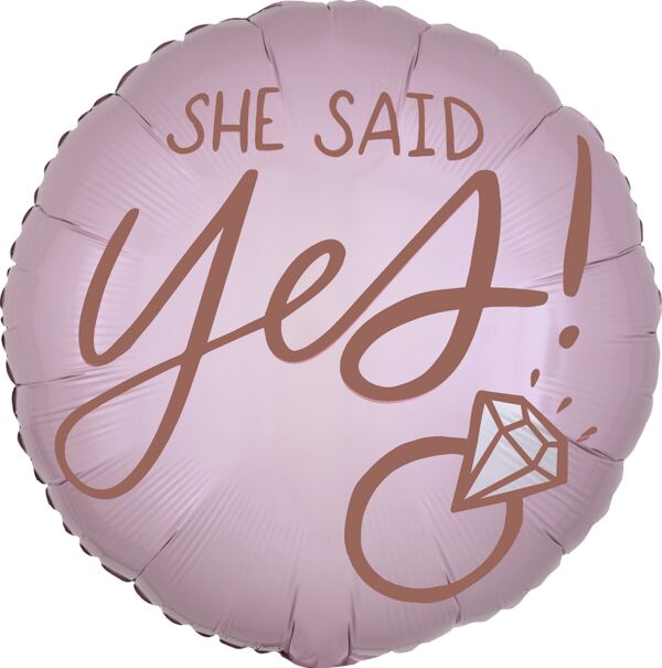 Blush Wedding She Said Yes! 17" Foil Balloon, 1ct
