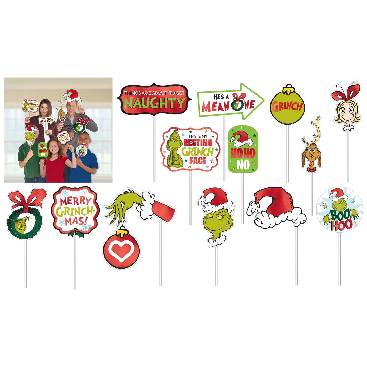 Traditional Grinch Photo Prop Kit, 13pcs