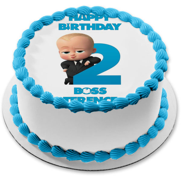 Boss Baby 2nd Birthday Personalized Edible Cake Topper Image ABPID51020
