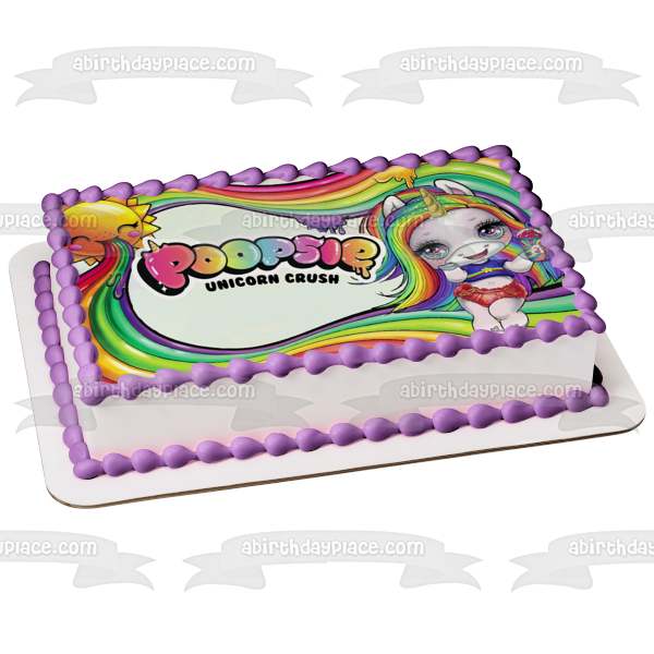LOL Poopsie Unicorn Crush Rainbow Glitter and Slime Surprise Sun Edible Cake Topper Image ABPID50907
