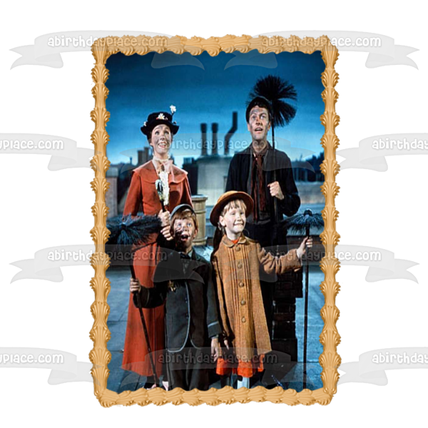 Mary Poppins Bert Chimney Sweeper Jane Banks Michael Banks Edible Cake Topper Image ABPID00303