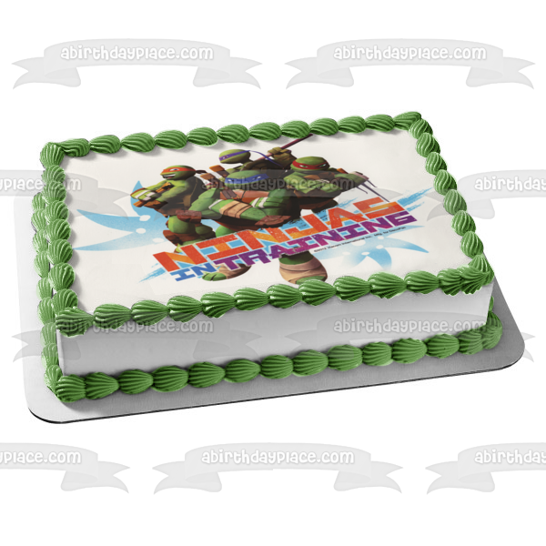 Tortugas Ninja mutantes adolescentes Tmnt Leonardo Donatello Raphael y Michelangelo Ninjas en entrenamiento Adorno comestible para tarta Imagen ABPID04696