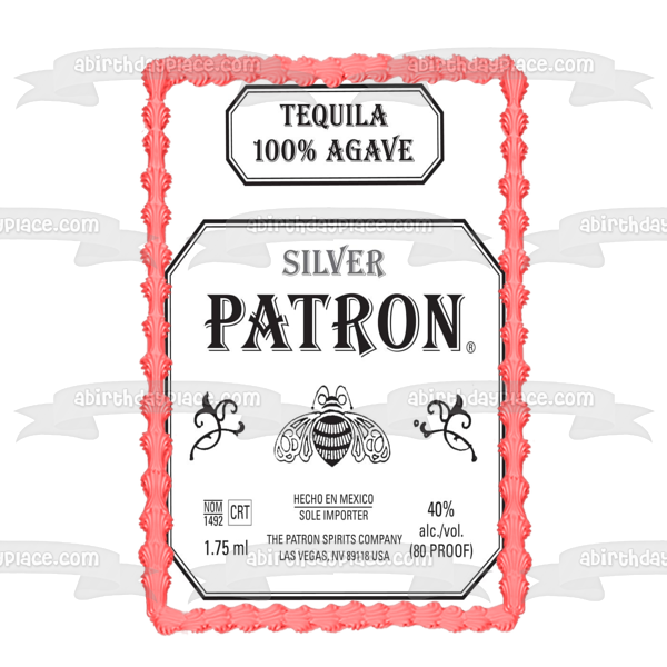 Silver Patron Tequila Agave Logo Edible Cake Topper Image ABPID05537