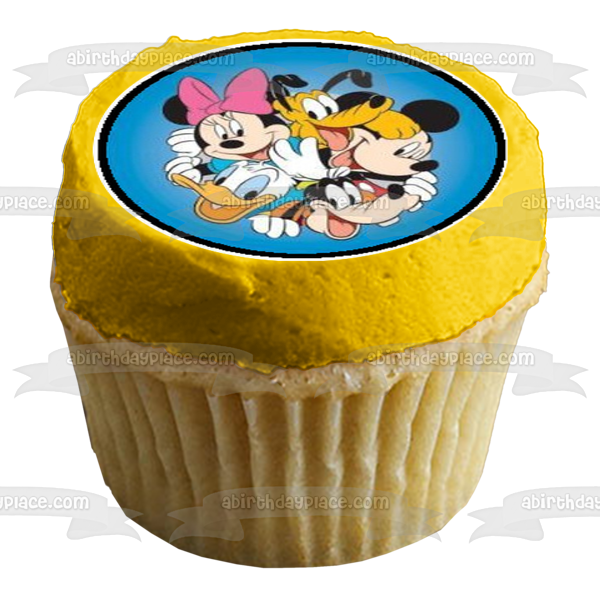 Mickey Mouse y sus amigos Minnie Mouse Daisy Duck Pato Donald y Goofy Imágenes comestibles para cupcakes ABPID03192