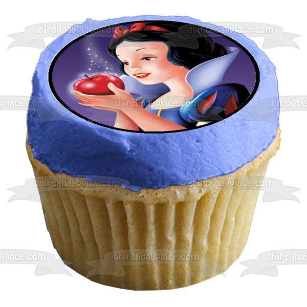 Imágenes de adorno comestible para cupcakes con pájaros de manzana y Blancanieves ABPID03523
